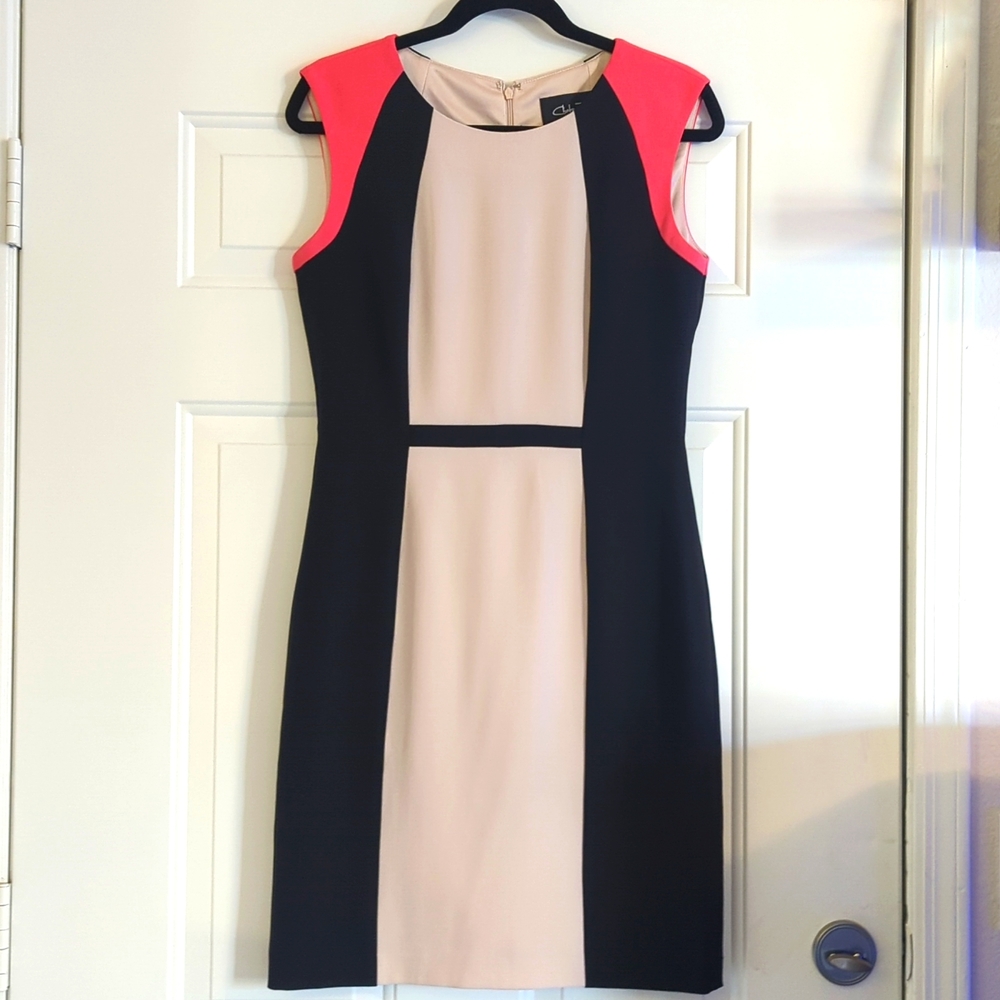 Chelsea Rose Dress - Tan/Black/Coral